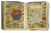 CATHOLIC LITURGY HORAE B.M.V.  Near-miniature illuminated liturgical manuscript in Latin on vellum. Circa 1500. Lacks 2 leaves.